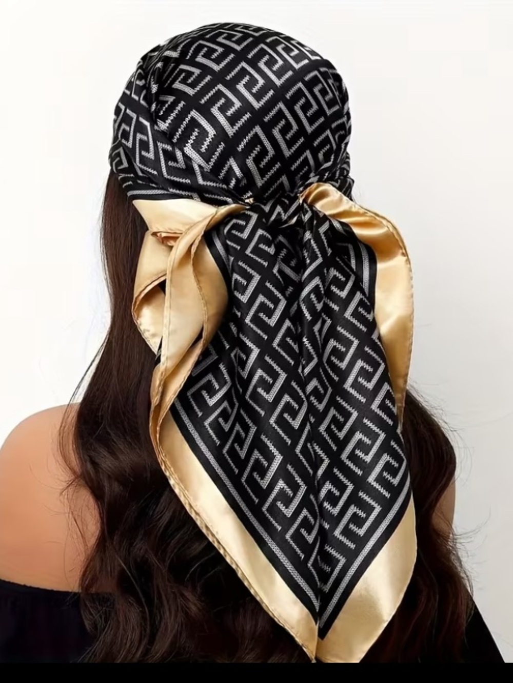Headscarf - Geometric Design Satin Finish NIP